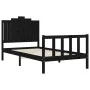 Bed frame with black solid wood headboard 100x200 cm by vidaXL, Beds and slatted bases - Ref: Foro24-3192290, Price: 140,42 €...