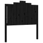 Bed frame with black solid wood headboard 100x200 cm by vidaXL, Beds and slatted bases - Ref: Foro24-3192290, Price: 140,42 €...