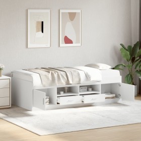 Sofá cama con cajones sin colchón blanco 90x200 cm