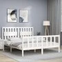 Estructura de cama con cabecero madera maciza blanco 160x200 cm de vidaXL, Camas y somieres - Ref: Foro24-3192437, Precio: 16...