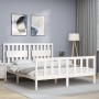 Weißer Massivholzbettrahmen mit Kopfteil 160x200 cm von vidaXL, Betten und Lattenroste - Ref: Foro24-3192437, Preis: 166,94 €...