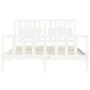 Estructura de cama con cabecero madera maciza blanco 160x200 cm de vidaXL, Camas y somieres - Ref: Foro24-3192437, Precio: 16...