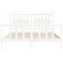 Weißer Massivholzbettrahmen mit Kopfteil 160x200 cm von vidaXL, Betten und Lattenroste - Ref: Foro24-3192437, Preis: 166,94 €...