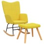Silla mecedora con reposapiés tela amarillo mostaza