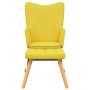 Silla mecedora con reposapiés tela amarillo mostaza
