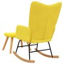 Silla mecedora con reposapiés tela amarillo mostaza