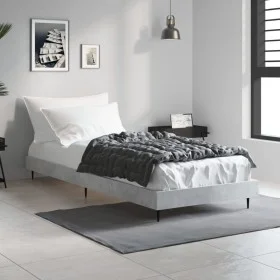 Concrete gray engineered wood bed frame 75x190 cm by vidaXL, Beds and slatted bases - Ref: Foro24-832313, Price: 75,63 €, Dis...
