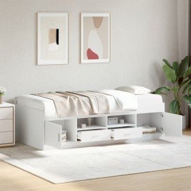 Sofá cama con cajones sin colchón blanco 75x190 cm Sofá cama con cajones sin colchón blanco 75x190 cm