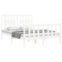 Double bed frame with white solid wood headboard by vidaXL, Beds and slatted bases - Ref: Foro24-3192397, Price: 134,94 €, Di...
