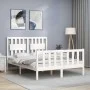 Doppelbettgestell mit weißem Massivholz-Kopfteil von vidaXL, Betten und Lattenroste - Ref: Foro24-3192397, Preis: 133,17 €, R...