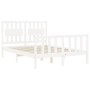 Double bed frame with white solid wood headboard by vidaXL, Beds and slatted bases - Ref: Foro24-3192397, Price: 134,94 €, Di...