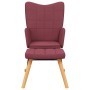 Silla mecedora con reposapiés tela rojo tinto