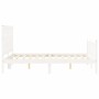 Double bed frame with white solid wood headboard by vidaXL, Beds and slatted bases - Ref: Foro24-3192397, Price: 134,94 €, Di...