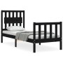 Single bed frame with black solid wood headboard by vidaXL, Beds and slatted bases - Ref: Foro24-3192390, Price: 128,41 €, Di...