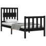 Single bed frame with black solid wood headboard by vidaXL, Beds and slatted bases - Ref: Foro24-3192390, Price: 128,41 €, Di...