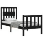 Single bed frame with black solid wood headboard by vidaXL, Beds and slatted bases - Ref: Foro24-3192390, Price: 126,65 €, Di...