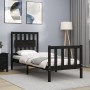 Single bed frame with black solid wood headboard by vidaXL, Beds and slatted bases - Ref: Foro24-3192390, Price: 128,41 €, Di...