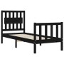 Single bed frame with black solid wood headboard by vidaXL, Beds and slatted bases - Ref: Foro24-3192390, Price: 128,41 €, Di...
