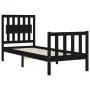 Single bed frame with black solid wood headboard by vidaXL, Beds and slatted bases - Ref: Foro24-3192390, Price: 126,65 €, Di...