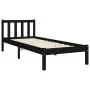 Single bed frame with black solid wood headboard by vidaXL, Beds and slatted bases - Ref: Foro24-3192390, Price: 126,65 €, Di...