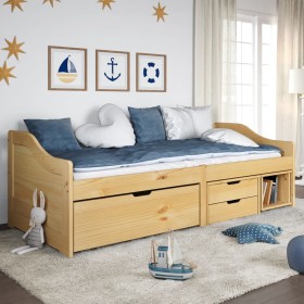 Sofá cama con 3 cajones madera maciza pino IRUN 90x200cm