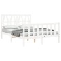 Double bed frame with white solid wood headboard by vidaXL, Beds and slatted bases - Ref: Foro24-3192462, Price: 142,82 €, Di...
