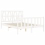 Double bed frame with white solid wood headboard by vidaXL, Beds and slatted bases - Ref: Foro24-3192462, Price: 142,82 €, Di...