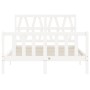 Double bed frame with white solid wood headboard by vidaXL, Beds and slatted bases - Ref: Foro24-3192462, Price: 142,82 €, Di...