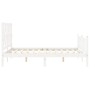 Double bed frame with white solid wood headboard by vidaXL, Beds and slatted bases - Ref: Foro24-3192462, Price: 142,82 €, Di...