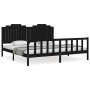 Bed frame with black solid wood headboard 200x200 cm by vidaXL, Beds and slatted bases - Ref: Foro24-3192320, Price: 233,40 €...