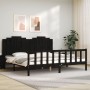Bed frame with black solid wood headboard 200x200 cm by vidaXL, Beds and slatted bases - Ref: Foro24-3192320, Price: 233,40 €...