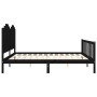 Bed frame with black solid wood headboard 200x200 cm by vidaXL, Beds and slatted bases - Ref: Foro24-3192320, Price: 233,40 €...