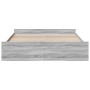 Cama con cajones madera ingeniería gris Sonoma 200x200 cm