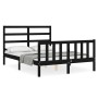 Bed frame with black solid wood headboard 140x190 cm by vidaXL, Beds and slatted bases - Ref: Foro24-3191890, Price: 167,45 €...