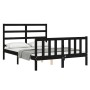Bettgestell mit schwarzem Massivholzkopfteil 140x190 cm von vidaXL, Betten und Lattenroste - Ref: Foro24-3191890, Preis: 167,...