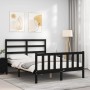 Bettgestell mit schwarzem Massivholzkopfteil 140x190 cm von vidaXL, Betten und Lattenroste - Ref: Foro24-3191890, Preis: 167,...