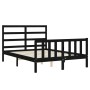 Bettgestell mit schwarzem Massivholzkopfteil 140x190 cm von vidaXL, Betten und Lattenroste - Ref: Foro24-3191890, Preis: 167,...
