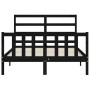 Bettgestell mit schwarzem Massivholzkopfteil 140x190 cm von vidaXL, Betten und Lattenroste - Ref: Foro24-3191890, Preis: 167,...