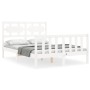 Double bed frame with white solid wood headboard by vidaXL, Beds and slatted bases - Ref: Foro24-3192527, Price: 134,30 €, Di...