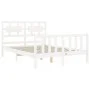 Double bed frame with white solid wood headboard by vidaXL, Beds and slatted bases - Ref: Foro24-3192527, Price: 132,53 €, Di...