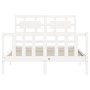 Double bed frame with white solid wood headboard by vidaXL, Beds and slatted bases - Ref: Foro24-3192527, Price: 134,30 €, Di...