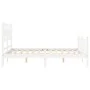Double bed frame with white solid wood headboard by vidaXL, Beds and slatted bases - Ref: Foro24-3192527, Price: 132,53 €, Di...