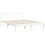 Double bed frame with white solid wood headboard by vidaXL, Beds and slatted bases - Ref: Foro24-3192527, Price: 134,30 €, Di...