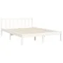 Double bed frame with white solid wood headboard by vidaXL, Beds and slatted bases - Ref: Foro24-3192527, Price: 132,53 €, Di...