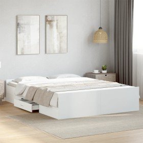 Estructura cama con cajones madera ingeniería blanca 150x200 cm en Camas y somieres | Comprar online en Foro24