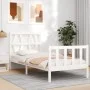 Estructura de cama con cabecero madera maciza blanco 90x200 cm de vidaXL, Camas y somieres - Ref: Foro24-3192477, Precio: 95,...