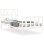 Weißer Massivholzbettrahmen mit Kopfteil 90x200 cm von vidaXL, Betten und Lattenroste - Ref: Foro24-3192477, Preis: 96,41 €, ...