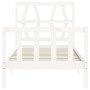 Weißer Massivholzbettrahmen mit Kopfteil 90x200 cm von vidaXL, Betten und Lattenroste - Ref: Foro24-3192477, Preis: 96,41 €, ...