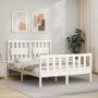 White solid wood bed frame with headboard 140x190 cm by vidaXL, Beds and slatted bases - Ref: Foro24-3192407, Price: 155,21 €...