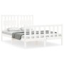 White solid wood bed frame with headboard 140x190 cm by vidaXL, Beds and slatted bases - Ref: Foro24-3192407, Price: 155,21 €...